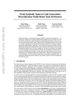 From Symbolic Tasks to Code Generation: Diversification Yields Better
  Task Performers