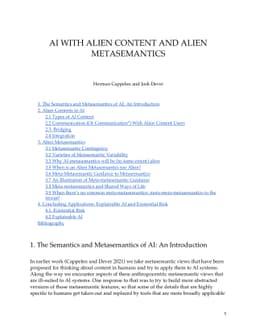 AI with Alien Content and Alien Metasemantics