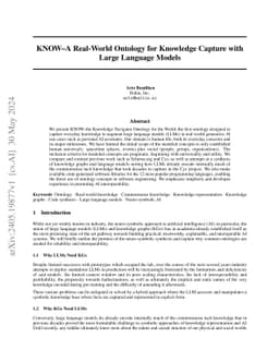 KNOW: A Real-World Ontology for Knowledge Capture with Large Language
  Models