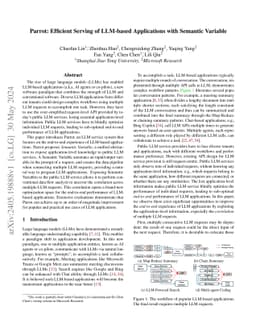 Parrot: Efficient Serving of LLM-based Applications with Semantic
  Variable