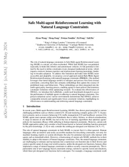 Safe Multi-agent Reinforcement Learning with Natural Language
  Constraints