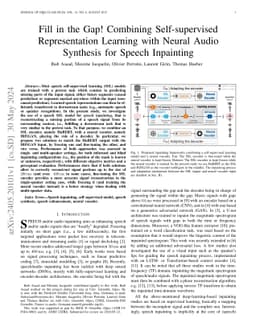 Fill in the Gap! Combining Self-supervised Representation Learning with
  Neural Audio Synthesis for Speech Inpainting