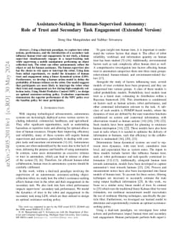 Assistance-Seeking in Human-Supervised Autonomy: Role of Trust and
  Secondary Task Engagement (Extended Version)
