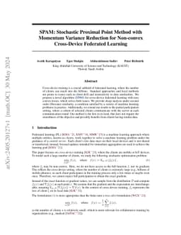 SPAM: Stochastic Proximal Point Method with Momentum Variance Reduction
  for Non-convex Cross-Device Federated Learning