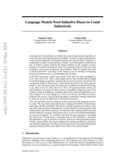Language Models Need Inductive Biases to Count Inductively