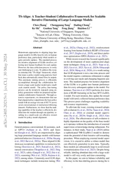 TS-Align: A Teacher-Student Collaborative Framework for Scalable
  Iterative Finetuning of Large Language Models