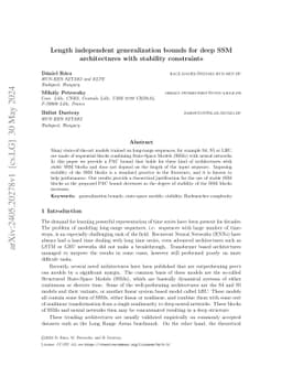Length independent generalization bounds for deep SSM architectures