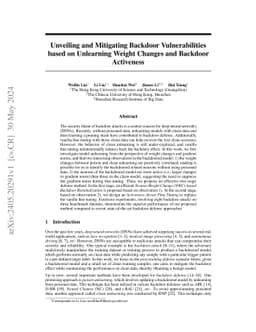 Unveiling and Mitigating Backdoor Vulnerabilities based on Unlearning
  Weight Changes and Backdoor Activeness