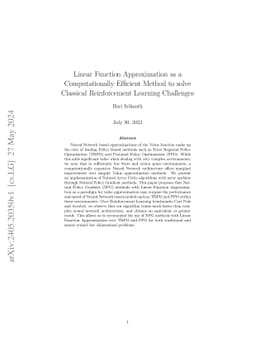 Linear Function Approximation as a Computationally Efficient Method to
  Solve Classical Reinforcement Learning Challenges