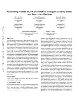 Facilitating Human-LLM Collaboration through Factuality Scores and
  Source Attributions