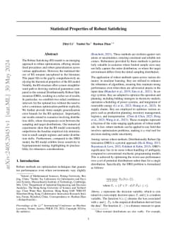 Statistical Properties of Robust Satisficing