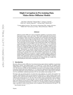 Slight Corruption in Pre-training Data Makes Better Diffusion Models
