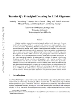 Transfer Q Star: Principled Decoding for LLM Alignment