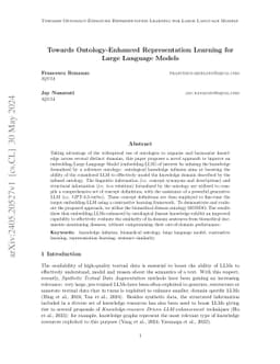 Towards Ontology-Enhanced Representation Learning for Large Language
  Models