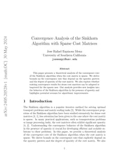 On the Convergence of the Sinkhorn-Knopp Algorithm with Sparse Cost
  Matrices