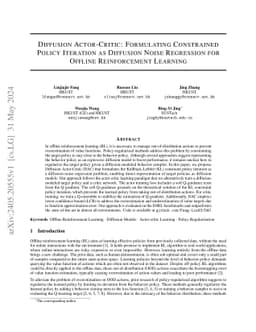 Diffusion Actor-Critic: Formulating Constrained Policy Iteration as Diffusion Noise Regression for Offline Reinforcement Learning