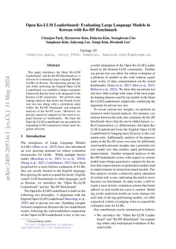 Open Ko-LLM Leaderboard: Evaluating Large Language Models in Korean with
  Ko-H5 Benchmark