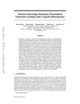 Selective Knowledge Sharing for Personalized Federated Learning Under
  Capacity Heterogeneity