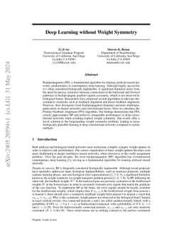 Deep Learning without Weight Symmetry