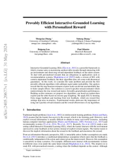 Provably Efficient Interactive-Grounded Learning with Personalized
  Reward