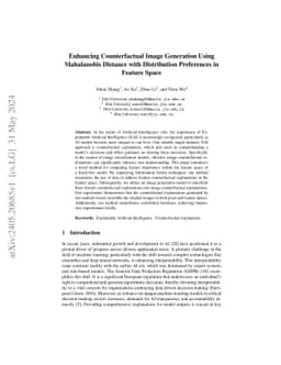 Enhancing Counterfactual Image Generation Using Mahalanobis Distance
  with Distribution Preferences in Feature Space