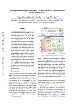 Unveiling the Lexical Sensitivity of LLMs: Combinatorial Optimization
  for Prompt Enhancement