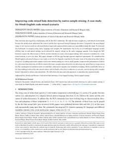Improving code-mixed hate detection by native sample mixing: A case
  study for Hindi-English code-mixed scenario