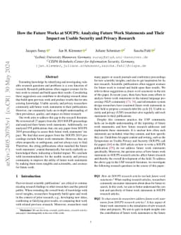 How the Future Works at SOUPS: Analyzing Future Work Statements and
  Their Impact on Usable Security and Privacy Research