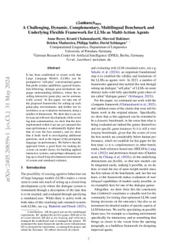 clembench-2024: A Challenging, Dynamic, Complementary, Multilingual
  Benchmark and Underlying Flexible Framework for LLMs as Multi-Action Agents