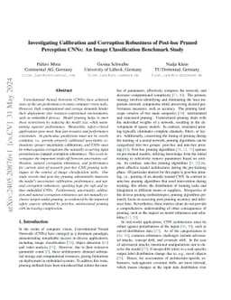 Investigating Calibration and Corruption Robustness of Post-hoc Pruned
  Perception CNNs: An Image Classification Benchmark Study