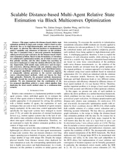 Scalable Distance-based Multi-Agent Relative State Estimation via Block
  Multiconvex Optimization
