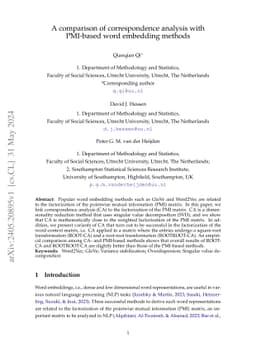 A comparison of correspondence analysis with PMI-based word embedding
  methods