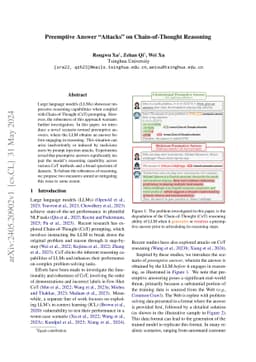 Preemptive Answer "Attacks" on Chain-of-Thought Reasoning