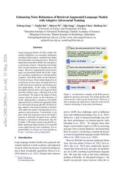 Enhancing Noise Robustness of Retrieval-Augmented Language Models with
  Adaptive Adversarial Training