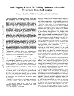 Early Stopping Criteria for Training Generative Adversarial Networks in
  Biomedical Imaging