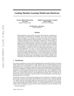 Locking Machine Learning Models into Hardware