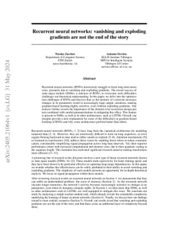 Recurrent neural networks: vanishing and exploding gradients are not the
  end of the story