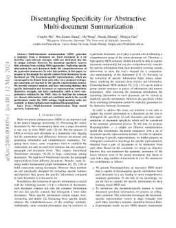 Disentangling Specificity for Abstractive Multi-document Summarization