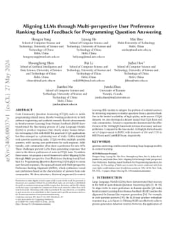Aligning LLMs through Multi-perspective User Preference Ranking-based
  Feedback for Programming Question Answering