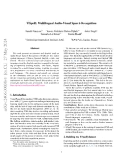 ViSpeR: Multilingual Audio-Visual Speech Recognition