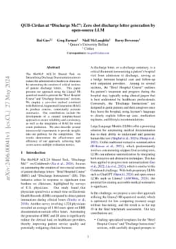 QUB-Cirdan at "Discharge Me!": Zero shot discharge letter generation by
  open-source LLM