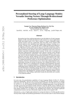 Personalized Steering of Large Language Models: Versatile Steering
  Vectors Through Bi-directional Preference Optimization