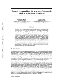 Towards a theory of how the structure of language is acquired by deep
  neural networks