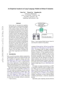 An Empirical Analysis on Large Language Models in Debate Evaluation