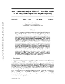 Dual Process Learning: Controlling Use of In-Context vs. In-Weights Strategies with Weight Forgetting