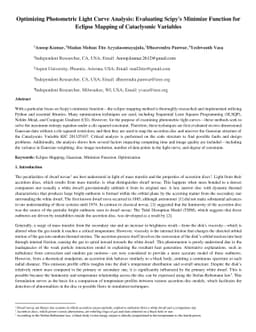 Optimizing Photometric Light Curve Analysis: Evaluating Scipy's Minimize
  Function for Eclipse Mapping of Cataclysmic Variables