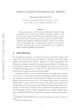 Arbitrary-Length Generalization for Addition in a Tiny Transformer