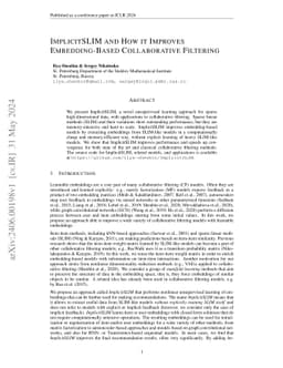 ImplicitSLIM and How it Improves Embedding-based Collaborative Filtering