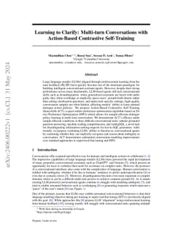 Learning to Clarify: Multi-turn Conversations with Action-Based
  Contrastive Self-Training