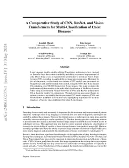 A Comparative Study of CNN, ResNet, and Vision Transformers for
  Multi-Classification of Chest Diseases